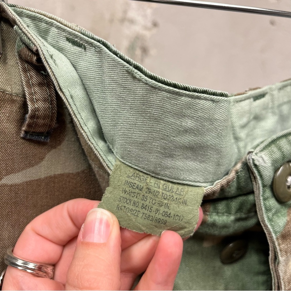 Y2K Military Issued Camo Baggy Cargo Adjustable Canvas Pants Large Regular 38x31 - Picture 6 of 6